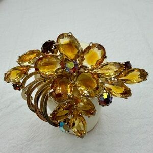 Vintage Mottled Glass Amber Brooch